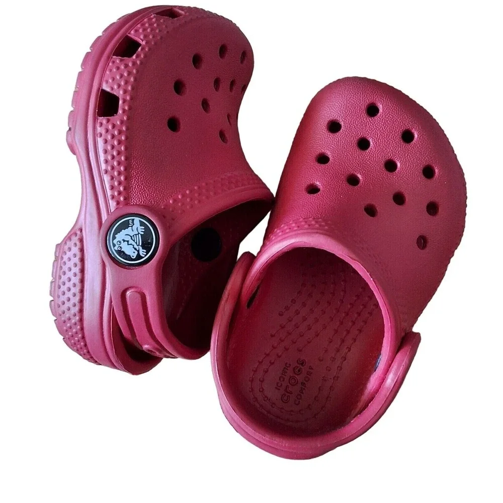CROCS Clog Shoes Toddler C4 RED SLlip on Waterproof Girls Sandals